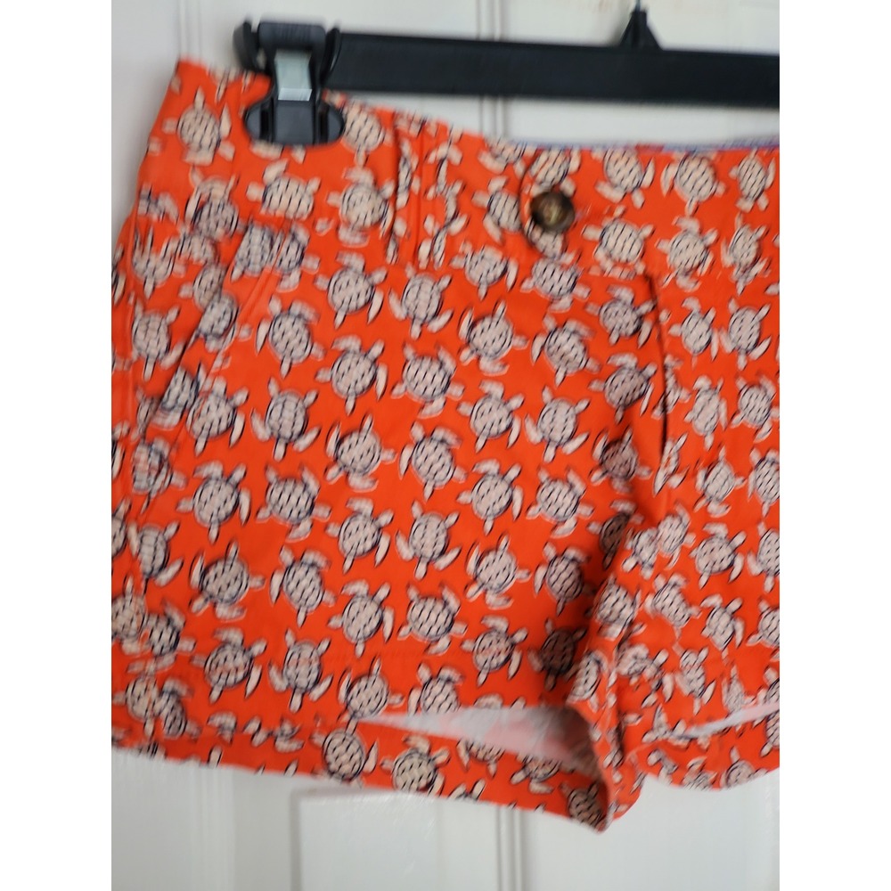 Y2k Preppy Low Rise Shorts Orange Sea Turtle Print Coastal Preppy Summer SZ 7